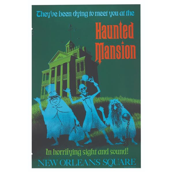 A Silkscreened Haunted Mansion Attraction Poster.