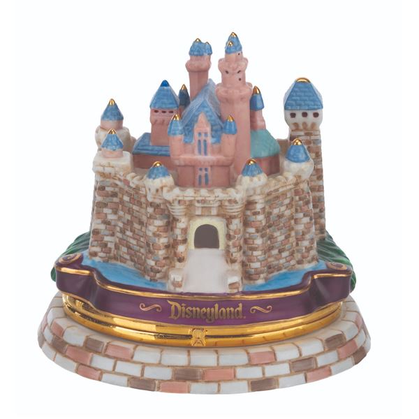 A Porcelain Sleeping Beauty Castle Hinged Box.