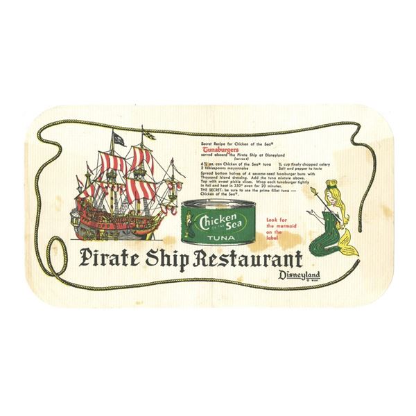 A Chicken of the Sea Pirate Ship Restaurant Placemat.