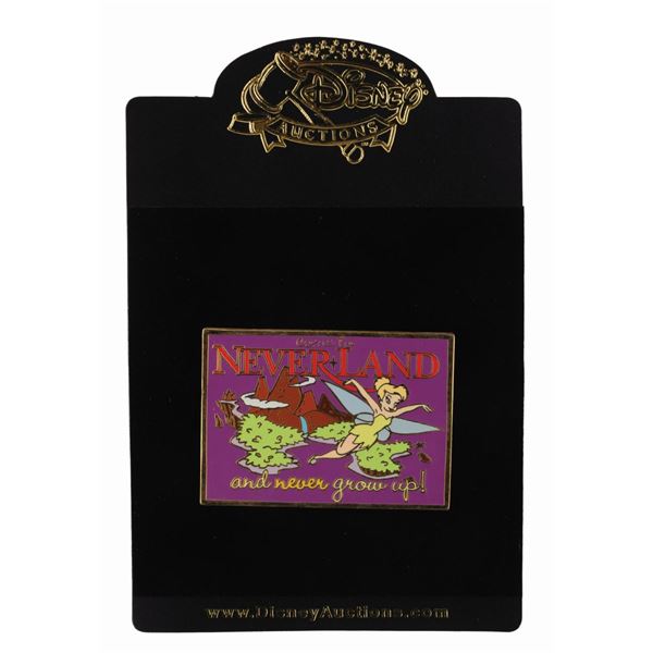 A Disney Auctions LE 100 Never Land Postcard Pin.