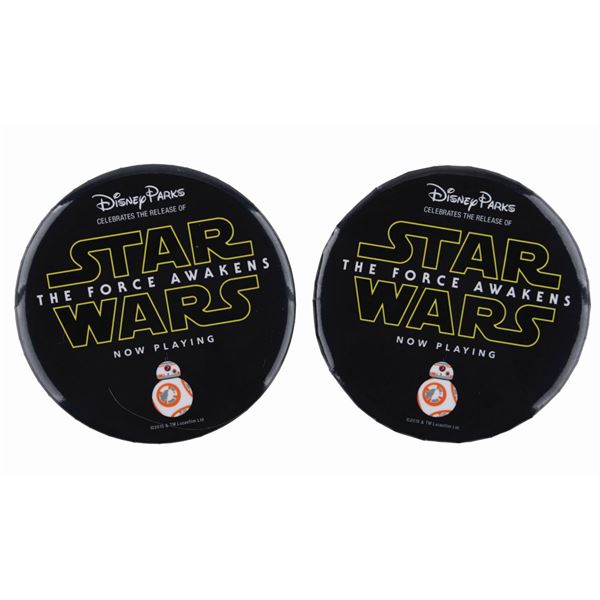 A Pair of "Star Wars: The Force Awakens" Disney Park Buttons.