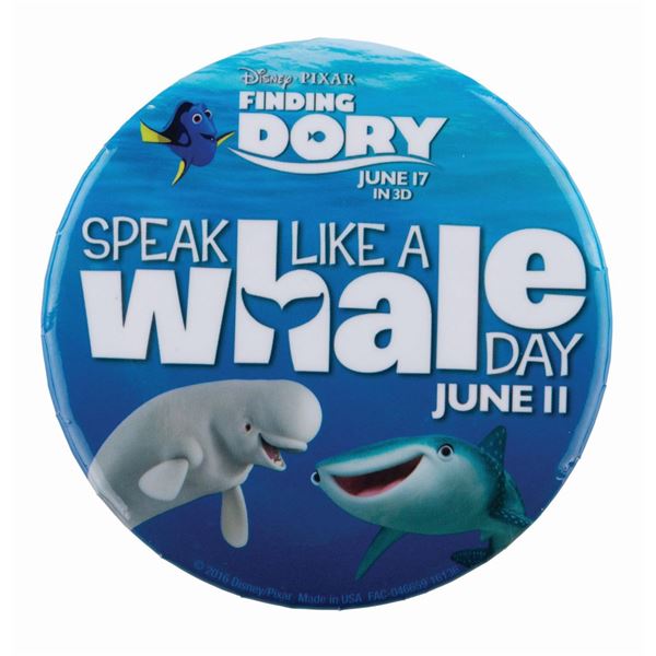 A "Finding Dory" Speak Like a Whale Day Button.