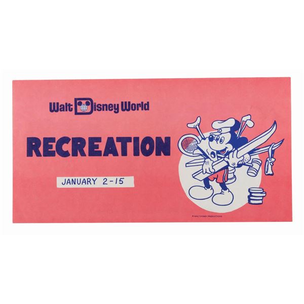 A Walt Disney World Resorts Recreation Schedule.
