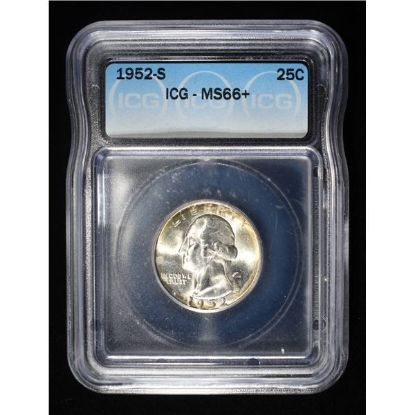 1952-S WASHINGTON QUARTER IGC MS 66+