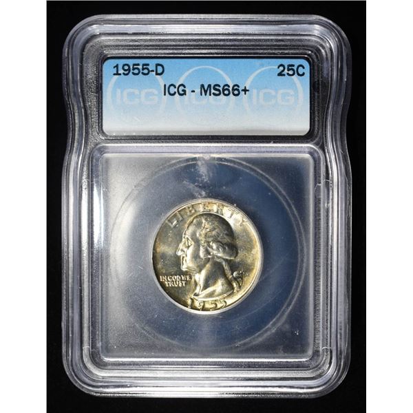 1955-D WASHINGTON QUARTER ICG MS 66+