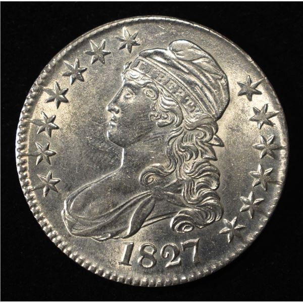 1827 CAPPED BUST HALF DOLLAR NICE BU