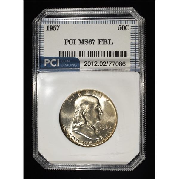 1957 FRANKLIN HALF PCI SUPERB GEM BU FBL