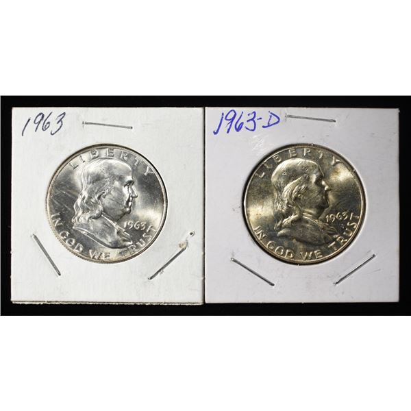 1963 & 1963-D FRANKLIN HALF DOLLARS BU