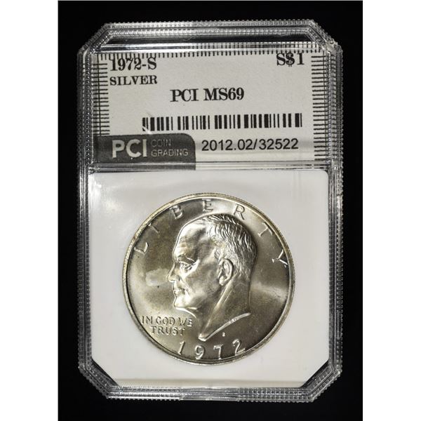1972-S EISENHOWER DOLLAR SILVER PCI SUPERB GEM+ BU