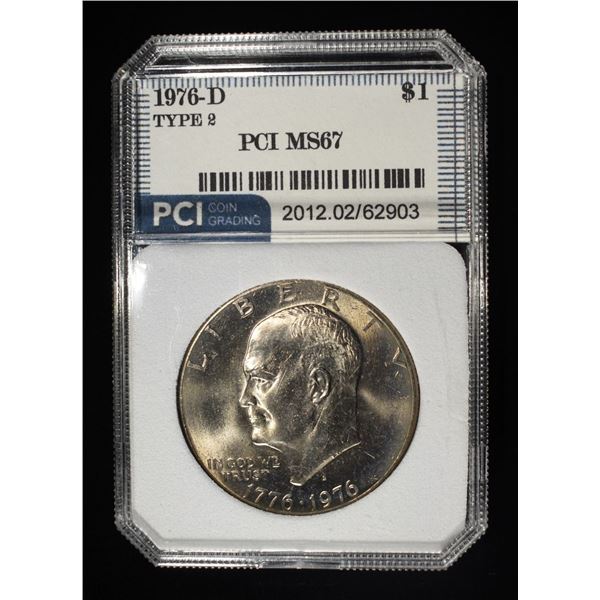 1976-D TYPE 2 EISENHOWER DOLLAR PCI SUPERB GEM BU