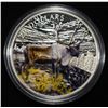 Image 1 : 2014 PAINTED CARIBOU 1 OZ 0.999 SILVER ROUND