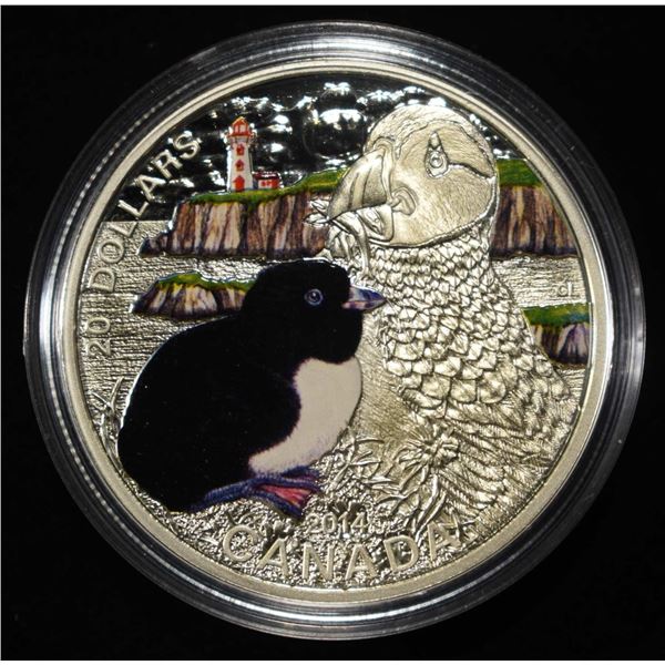 2014 PAINTED PUFFIN 1 OZ 0.999 SILVER ROUND