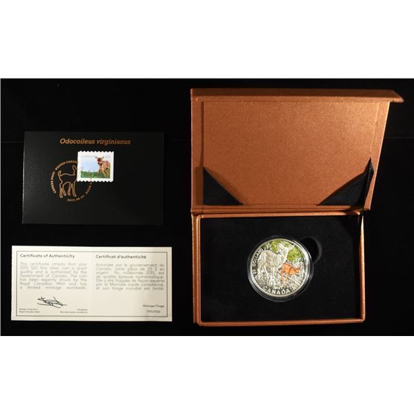 PAINTED DEER FAWN 0.999 SILVER COIN & STAMP