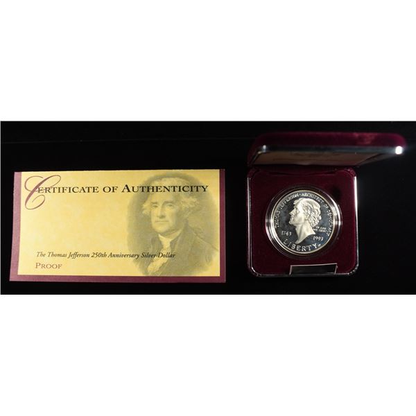 1993 $1 COMMEM THOMAS JEFFERSON 250TH ANNIV PR