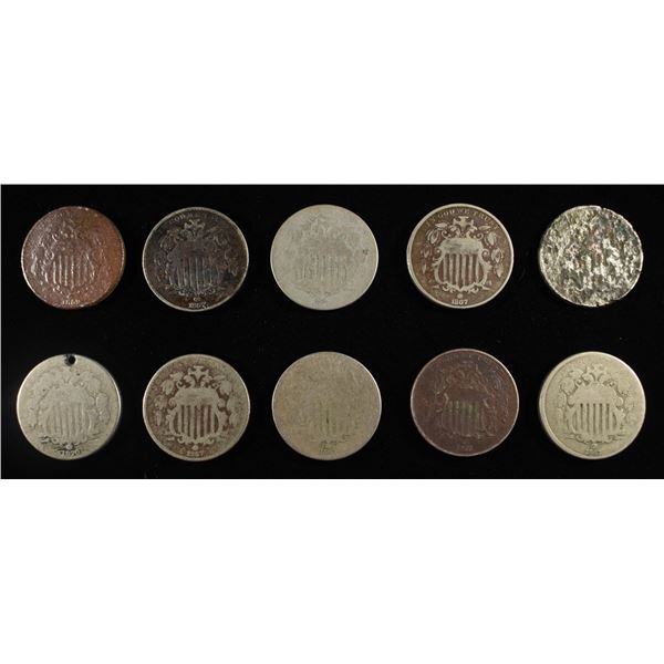 (10) SHIELD NICKELS
