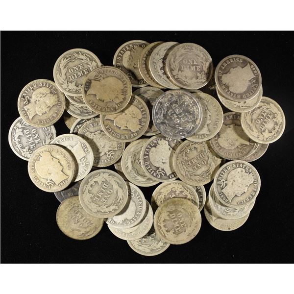 (50) 90% SILVER BARBER DIMES