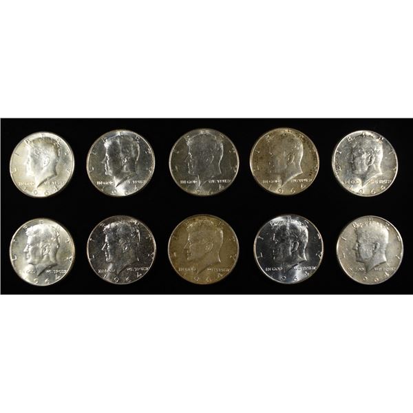 (10) 90% SILVER KENNEDY HALF DOLLARS