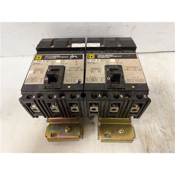 (2) Square D #FA34100 / 100A Circuit Breakers