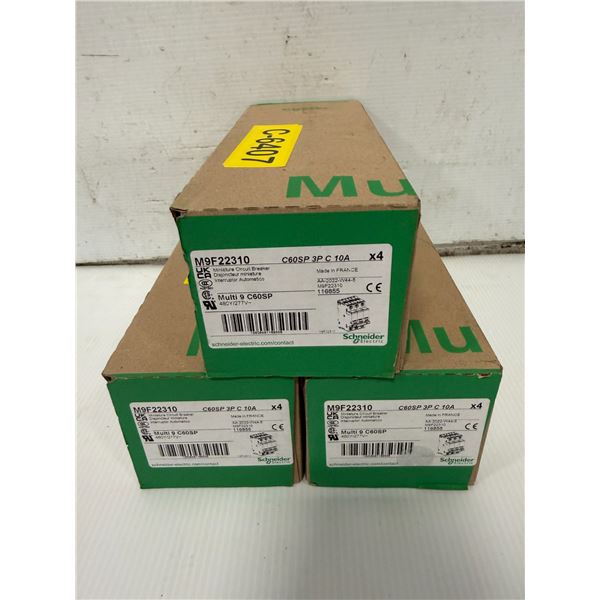 (3) Schneider Electric #M9F22310 C60SP 3P C 10 (SEALED BOXES)