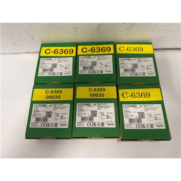 Lot of (6) Schneider Electric #LC1D25BD Contactors