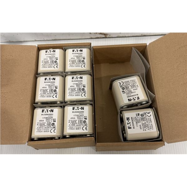 Lot of (8) Bussmann #170M3420 Square Body Flush End High Speed Fuse Module 450A