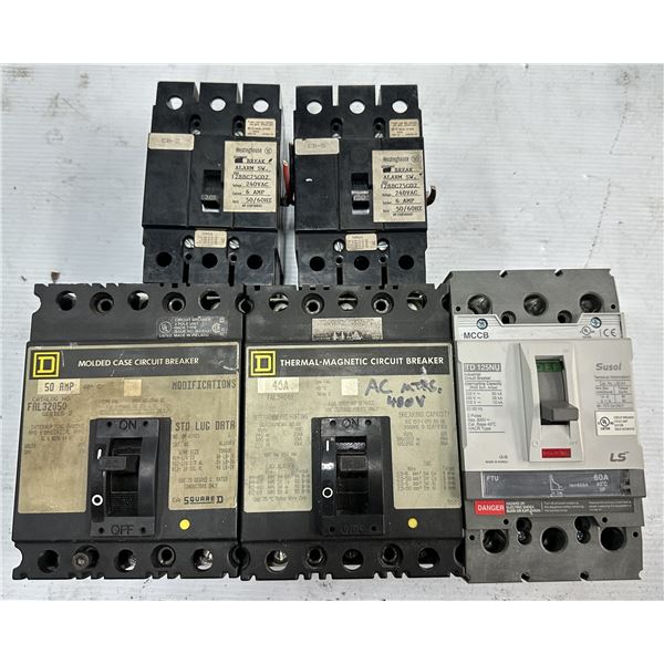 Lot of (5) Misc. Circuit Breakers