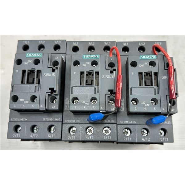 (3) Siemens #3RT2036-1AK60 Contactors