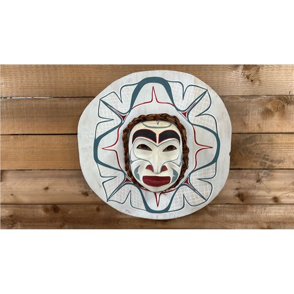 HAND CARVED & PAINTED FIRST NATIONS MASK 22" X 22"
