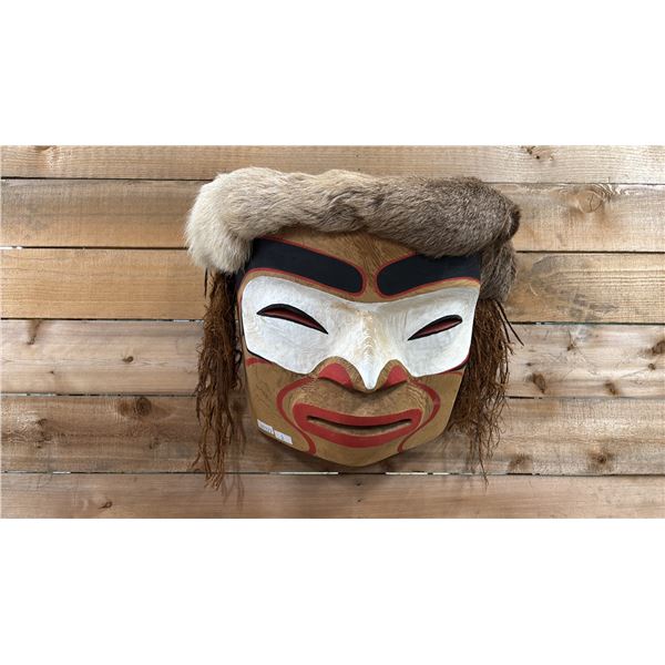 HAND CARVED & PAINTED FIRST NATIONS MASK 20" X 17"