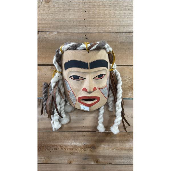 HAND CARVED & PAINTED FIRST NATIONS MASK 8" X 9"