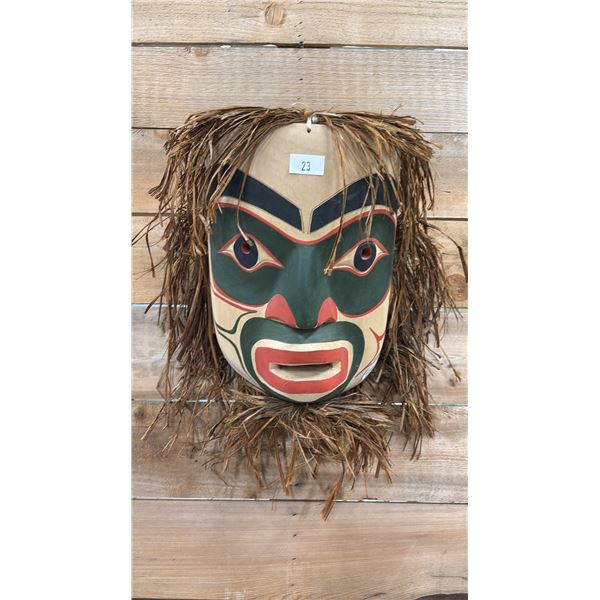 HAND CARVED & PAINTED FIRST NATIONS SALMON PORTRAIT MASK BY ROBERT THOMAS 10.5" X 14"