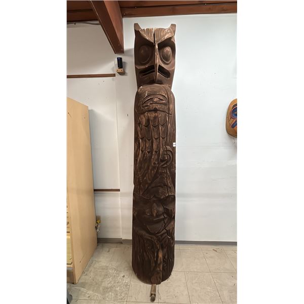 HAND CARVED FIRST NATIONS 9' TOTEM POLE BY ROCKY LAROCQUE