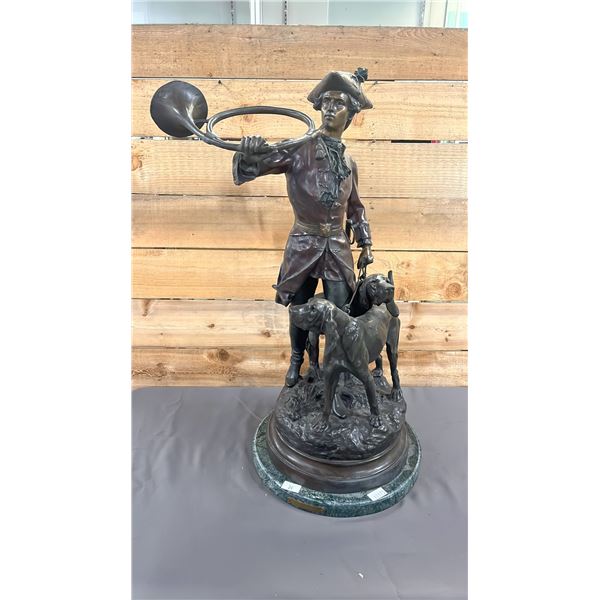 BRONZE STATUE ON MARBLE BASE 30.5" X 14"
