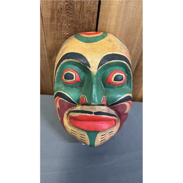 HAND CARVED & PAINTED FIRST NATIONS MASK 9" X 12"