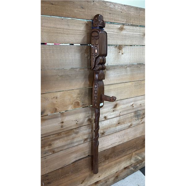 HAND CARVED FIRST NATIONS TALKING STICK 46"