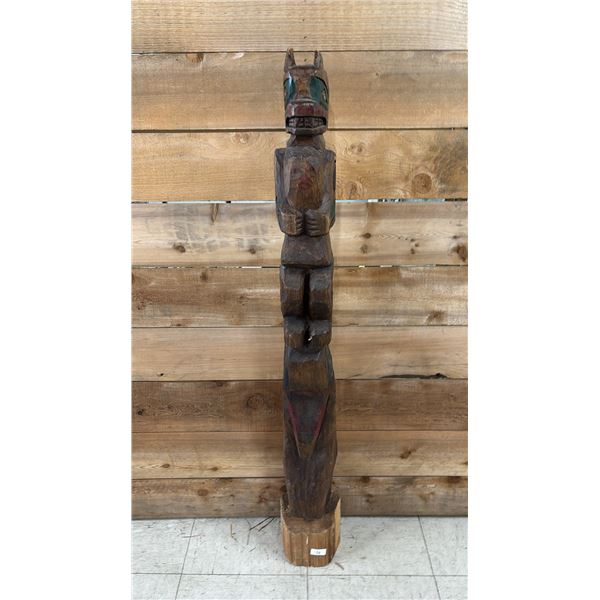 HAND CARVED & PAINTED FIRST NATIONS TOTEM POLE 44"