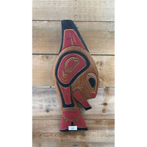 HAND CARVED & PAINTED FIRST NATIONS PLAQUE BY GLEN EDWARDS 7" X 18"
