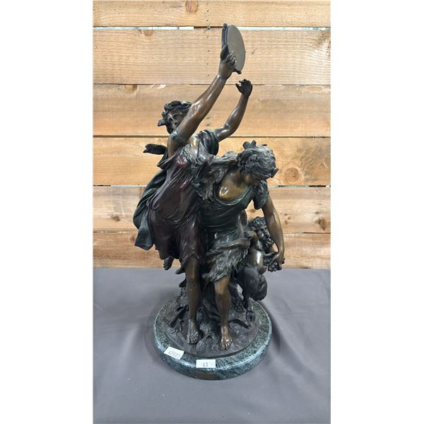 BRONZE STATUE ON MARBLE BASE 10" X 23"