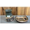 Image 1 : HAND PAINTED FIRST NATIONS CERAMIC DISH & CERAMIC VASE