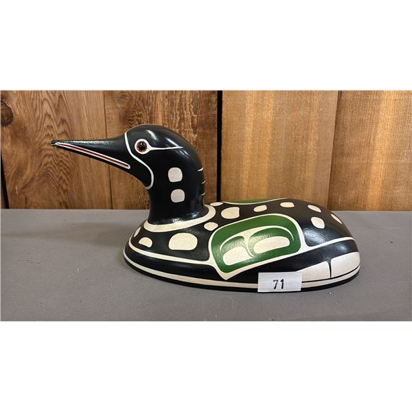 HAND CARVED & PAINTED FIRST NATIONS LOON BY LALKAWILAS HARRIS SMITH 10.5" X 5" X 5"