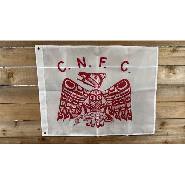 CANADIAN NATIVE FRIENDSHIP CENTER FLAG BY TONY HUNT SR 28" X 36"