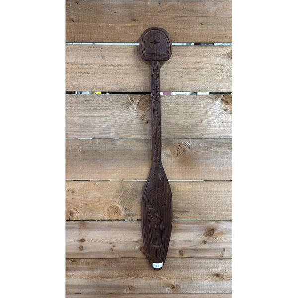 HAND CARVED FIRST NATIONS CHIEF'S PADDLE BY IAN JOSEPH IN 1999 31" X 4.5"