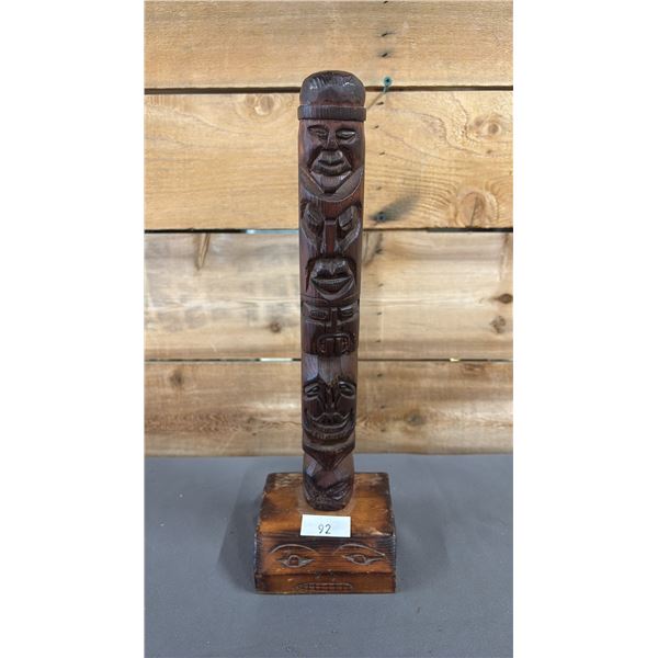 HAND CARVED FIRST NATIONS TOTEM POLE BY ED.V 13.5"