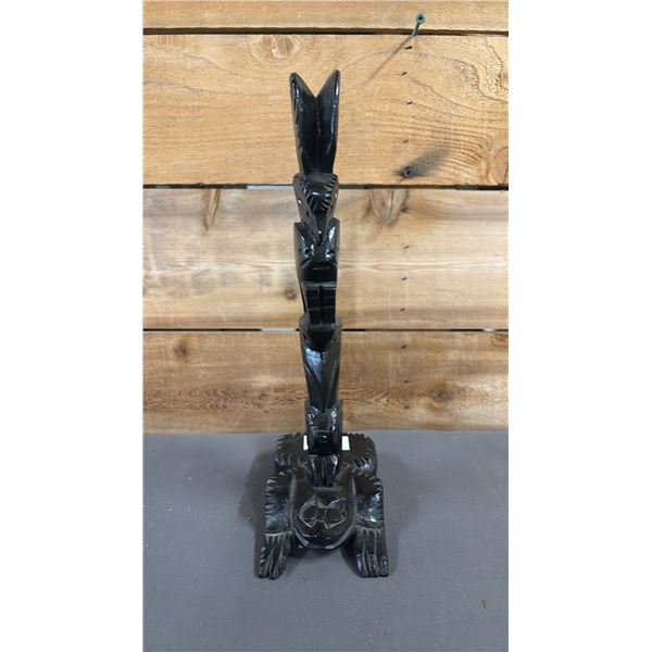 HAND CARVED & PAINTED FIRST NATIONS TOTEM POLE WITH ARTIST SIGNATURE 11.5"