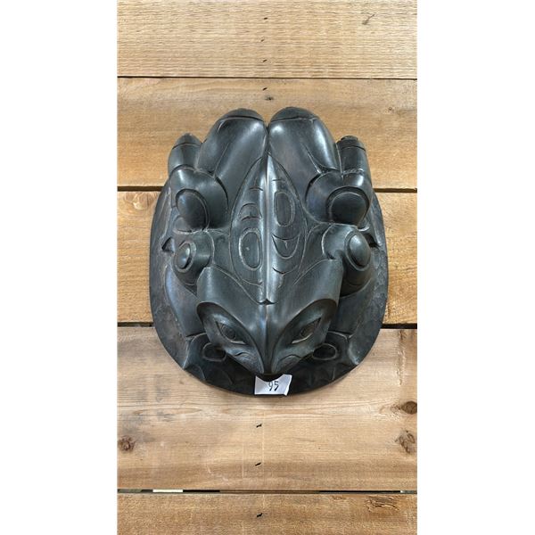 HAND MADE & PAINTED FIRST NATIONS CERAMIC FROG WALL DECOR 9" X 10" X 3.5"