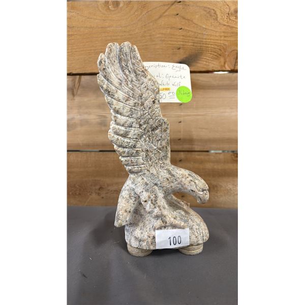 HAND CARVED FIRST NATIONS GRANITE "EAGLE" BY WHITE WOLF 8.5"