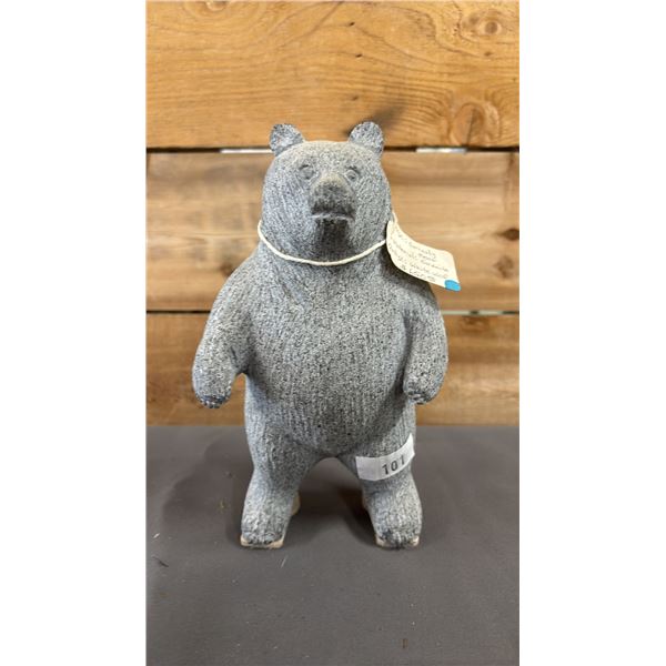 HAND CARVED FIRST NATIONS GRANITE "GRIZZLY BEAR" BY WHITE WOLF 8"
