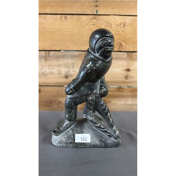 HAND CARVED FIRST NATIONS SOAPSTONE CARVING 10"
