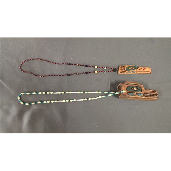 HAND CARVED FIRST NATIONS NECKLACE BY TELQUA & HAND CARVED FIRST NATIONS NECKLACE