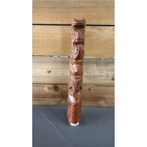 HAND CARVED FIRST NATIONS TOTEM POLE 15"